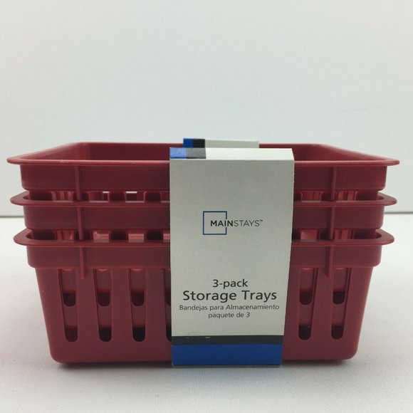 Mainstays Storage Trays 3 Pack Shelf Drawer Desk Organizer Container - Picture 7 of 8
